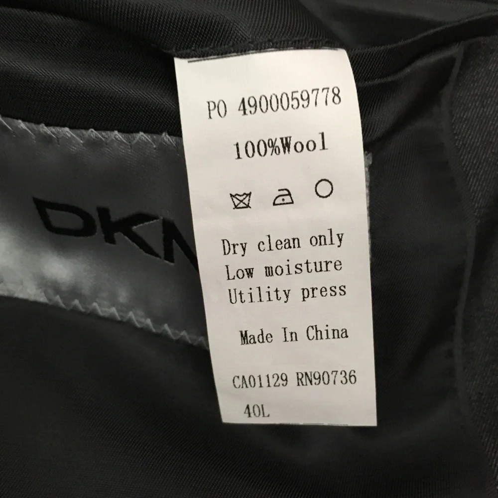 Dkny 40L mens suit solid charcoal skinny fit 100% wool 2 piece nwt new ea0094